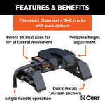 Curt E16 5th Wheel Hitch w/ GM Puck System Legs - 2020 Chevrolet Silverado/GMC Sierra 2500/3500HD