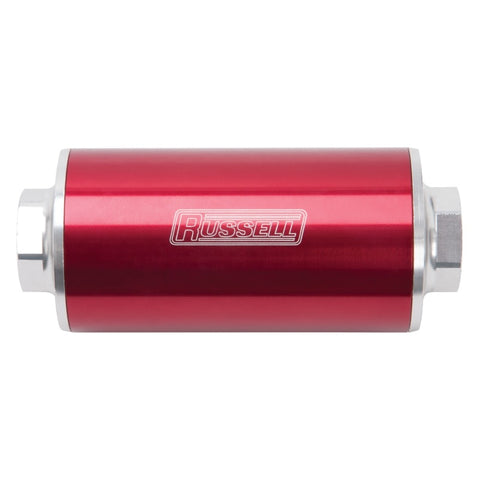 Russell Performance Profilter Fuel Filter 6in Long 60 Micron -10AN Inlet -10AN Outlet - Red