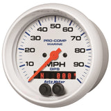 Autometer Gauge GPS Speedometer 3-3/8in 100 MPH Marine White Gauge