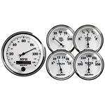 Autometer Old Tyme White II 5 Piece Kit (Elec Speed/Oil Press/Water Temp/Volt/Fuel Level)