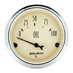 Autometer 2-1/16 inch Electric Oil Pressure 100PSI Antique Beige Gauge