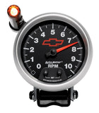 Autometer GM Red Bowtie Black 3-3/4in 0-10000 RPM Pedestal Mount Tachometer Quick-Lite