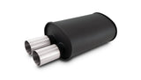 Vibrant StreetPower Flat Blk Muffler Dual 304SS Brushed Tips 9.5in x 6.75in x 15in - 3in Dual Inlet