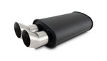 Vibrant StreetPower Flat Blk Muffler Dual 304SS Brushed Tips 9in x 5in x 15in - 2.5in Dual Inlet
