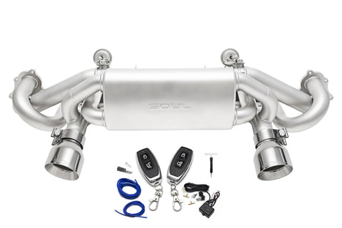 SOUL 2020+ Porsche 718 GT4 / Spyder / GTS 4.0L Valved Exhaust - Polished Strght Dual Wall Tips -VC